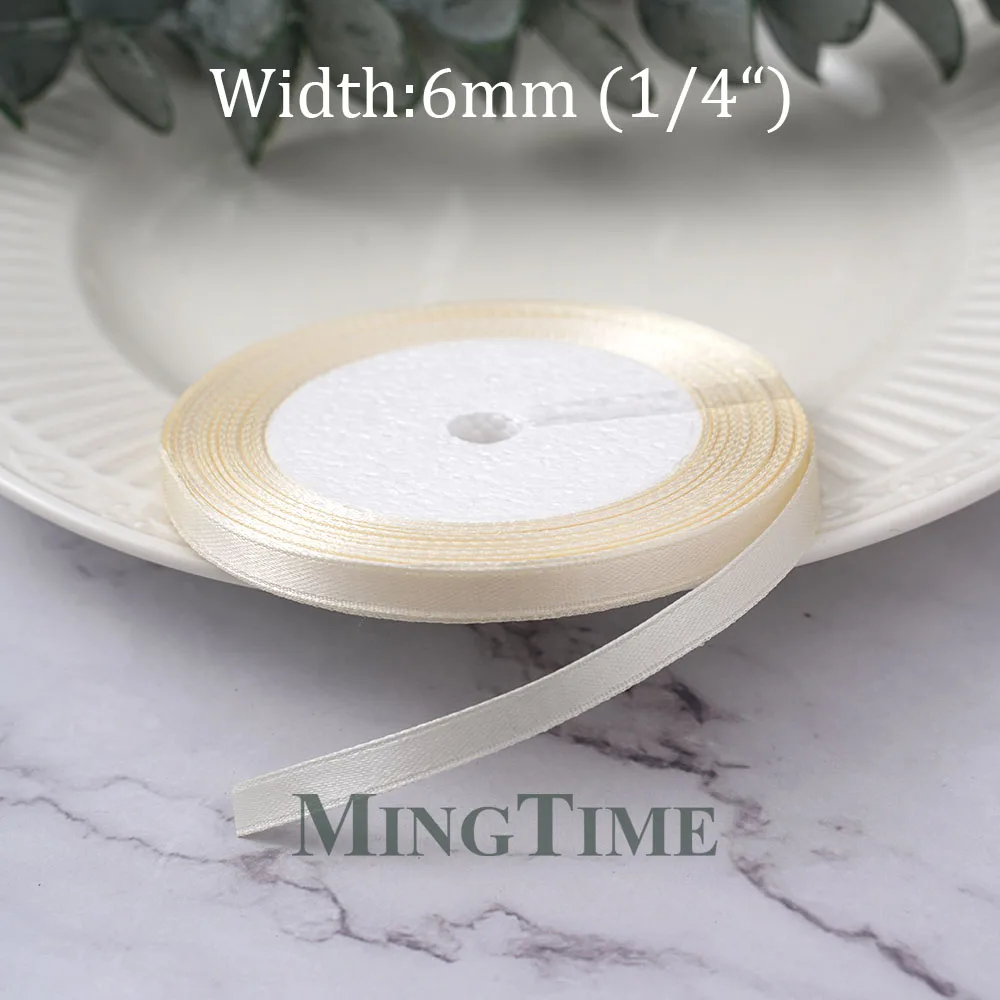 Beige Satin Ribbon 25yards 6mm 10mm 15mm 25mm 38mm 50mm Sash Gift Bow Handmade DIY Craft Wedding Party Supply Decoration