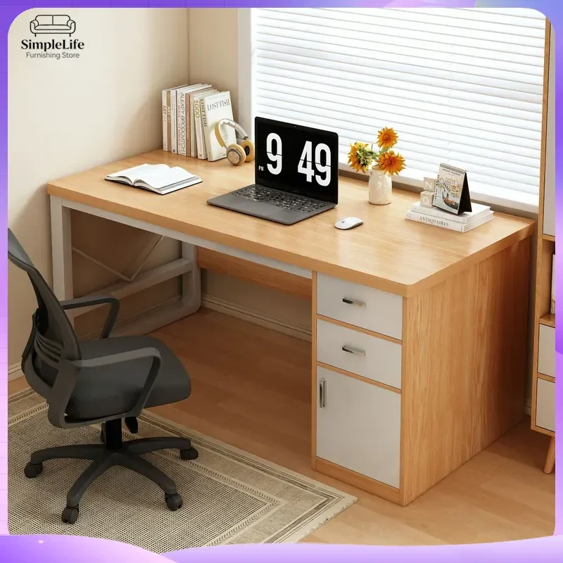 Modern L Shaped Computer Desk with Drawers and Cable Management for Home Office Bedroom Study Room Student Workspace Rental