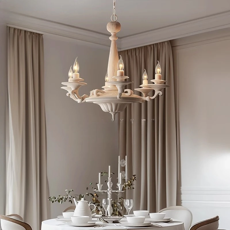 

French medieval chandelier hotel box round table lamps villa dining room living room advanced cream wind art chandelier