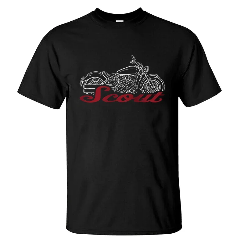 2024 Men T Shirt Casual T-shirt Indian Scout Graphic Summer Short Sleeves 100% Cotton S-3XL Cool Tee