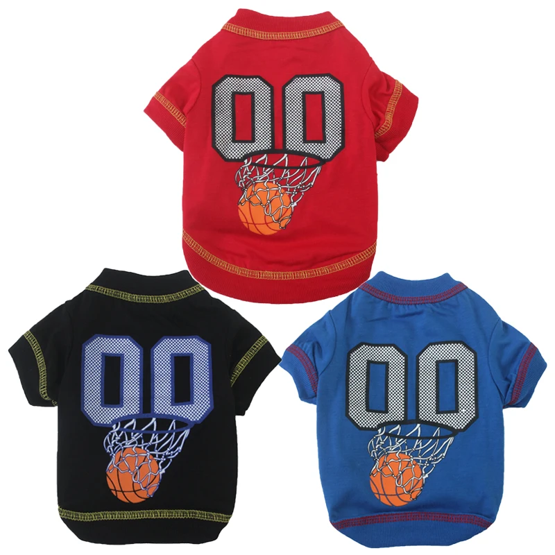 

Basketball Dog Shirts Soft Pure Cotton Pet Clothes for Small Medium Dogs Spring Autumn French Bulldog Puppy Short Sleeve T Shirt