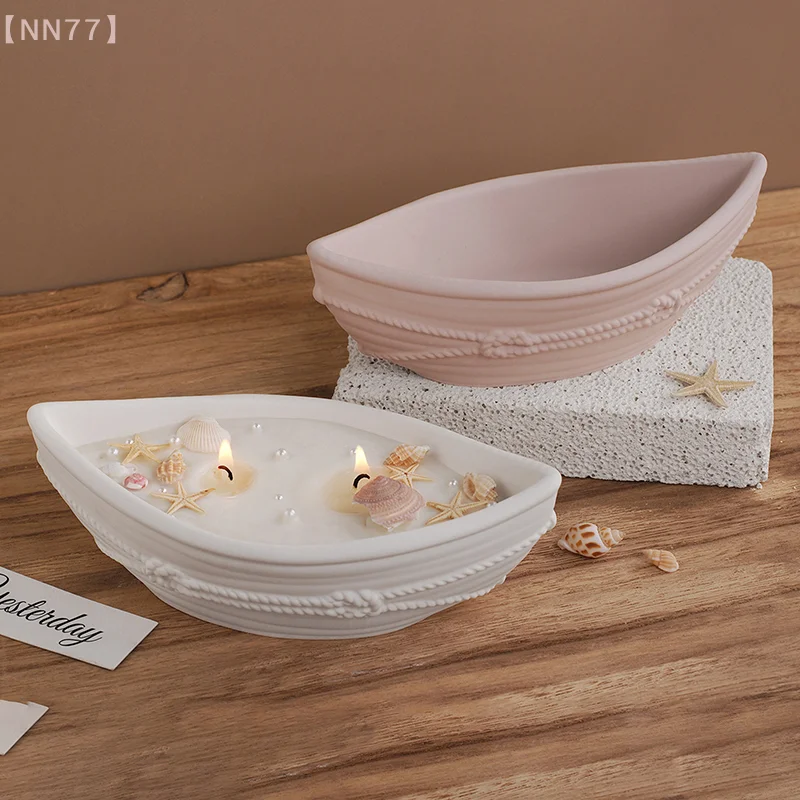 Early Riser Boat Shape Round Candle Filling Silicone Mould Handmade Candle Holder Storage Box Home Decoration Plaster Moulds