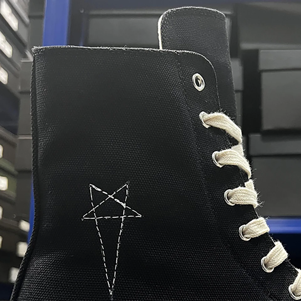 

Ro Classic Casual Black Canvas Men Shoes Luxury Embroidered Five-Pointed Star High Top Sneakers Fashion Zipper Women Ankle Boots