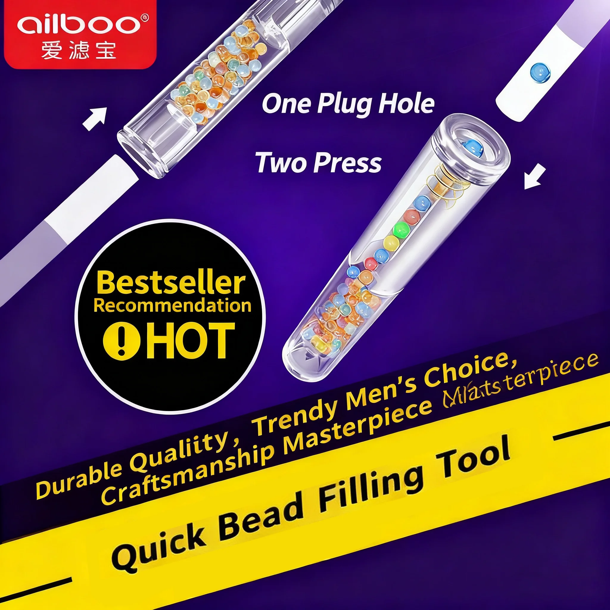 Portable Cigarette Crush Bead Installer Manual Capsule Ball Pusher Tool for Standard King Size 8mm Cigarette Mint Filling Device