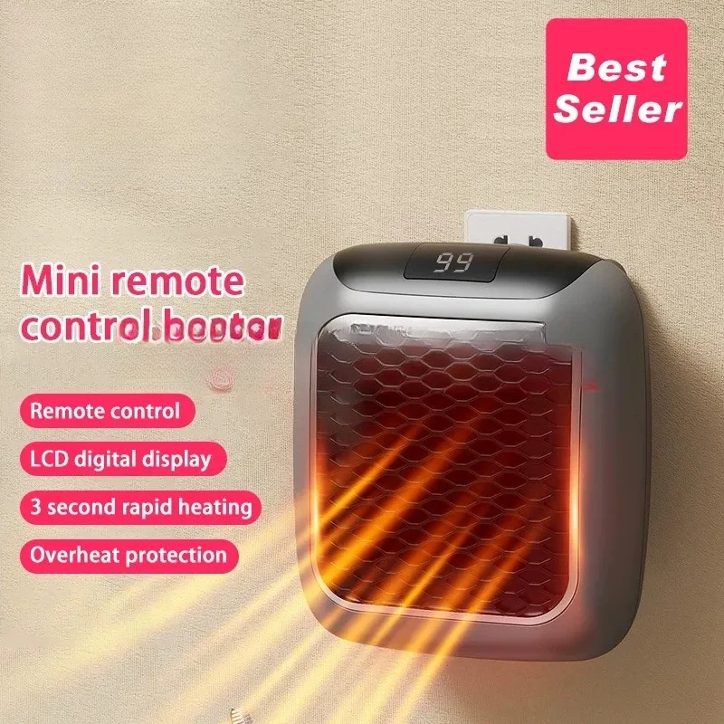 Portable Space Heater 800W Electric Heating Device for Home Office Dorm Room Compact Wall Plug In Warmer Energy Saving Quick