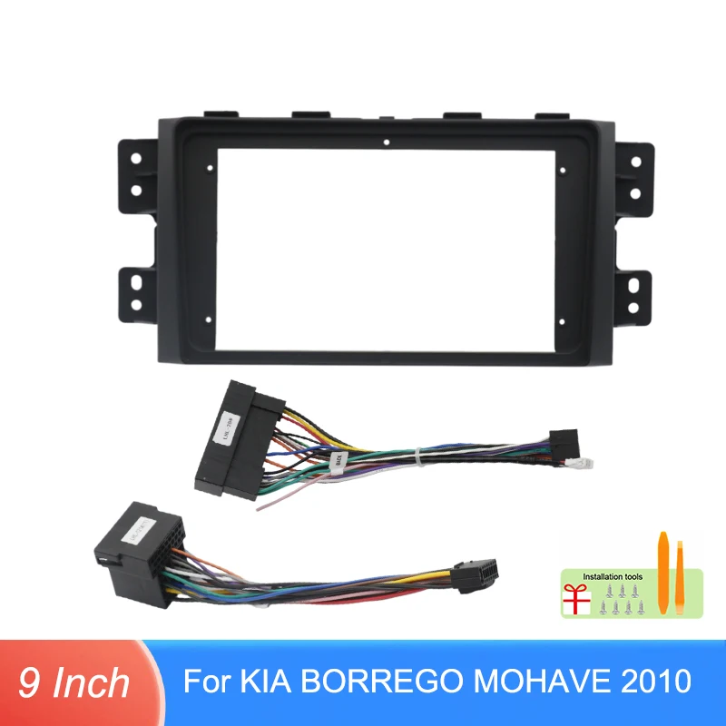 9 Inch Radio Fascia Frame Wiring Harness For Kia Borrego Mohave 2010 Android Stereo Installation Panel Adapter Kit