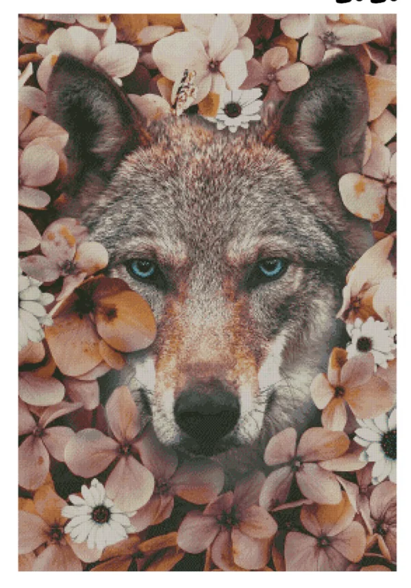 Sewing kit wolf Flowrs Animal Art 16CT 14CT Canvas Needlework Cross stitch kits fashion Sets Embroidery,Patterns DIY Handmade