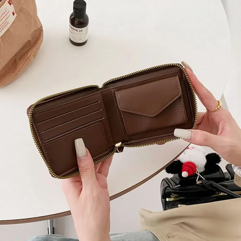 Simple Temperament Small Card Holder, Fashionable Elegant Coin Purse, Solid Color Simple Wallet