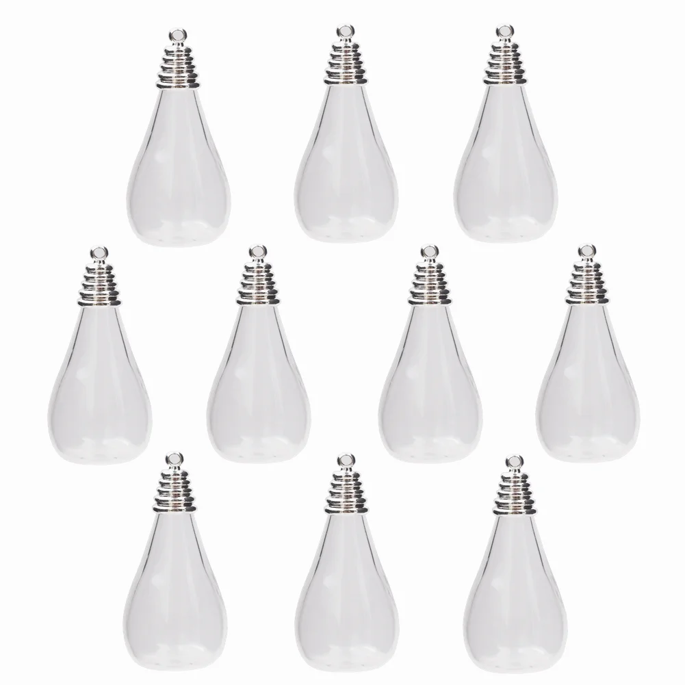 5pcs 37*18mm Glass Drop Vase With Cap Glass Bottle Pendant DIY Jewelry Making Materials Jewelry Accessories Findings
