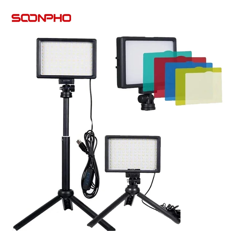 Soonpho P70 Led Light 2 PCS With Tripod For Photography Photo Studio 5600K 5 pcs Color Film Led lamp Portable Video Lighting