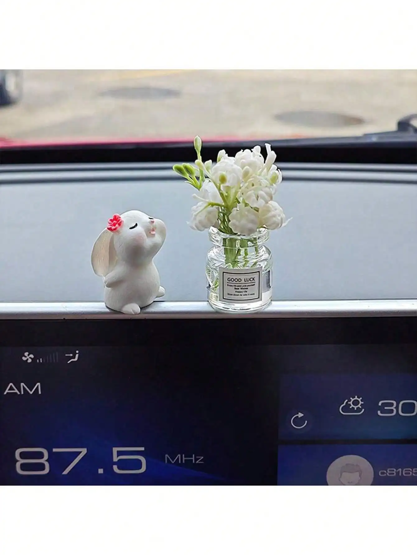 2pcs Cute Rabbit Ornament Flower Vase Decor For Car Interior image 6