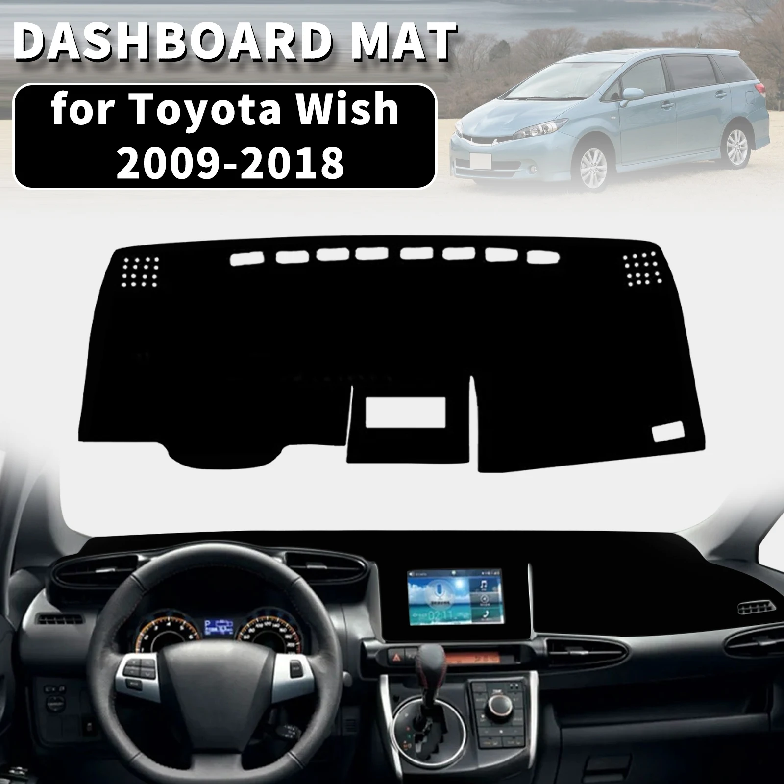 

for Toyota Wish 2009-2017 2018 Dashmat Dashboard Cover Dash Mat Anti-UV Sun Shade Carpet Pad Car Styling Accessories Protector