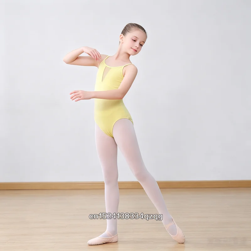 Youth Shoulder Straps Camisole Leotards Ballet Dance Gymnastic Active Tank Unitard Bodysuit Children Training Skating Swimwear