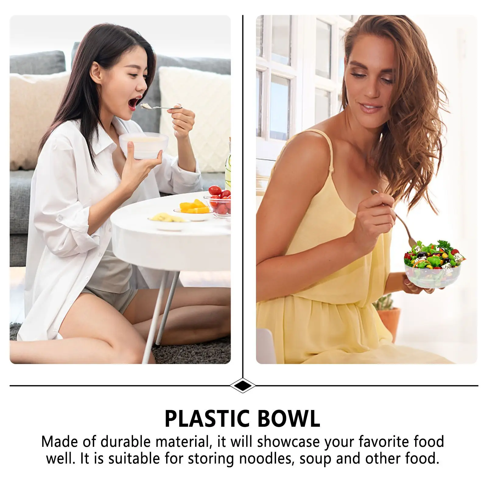 

3 шт. круглая пластиковая миска для лапши пищевой материал для горячего и холодного питания домашнего ресторана пластиковая миска для лапши быстрого приготовления