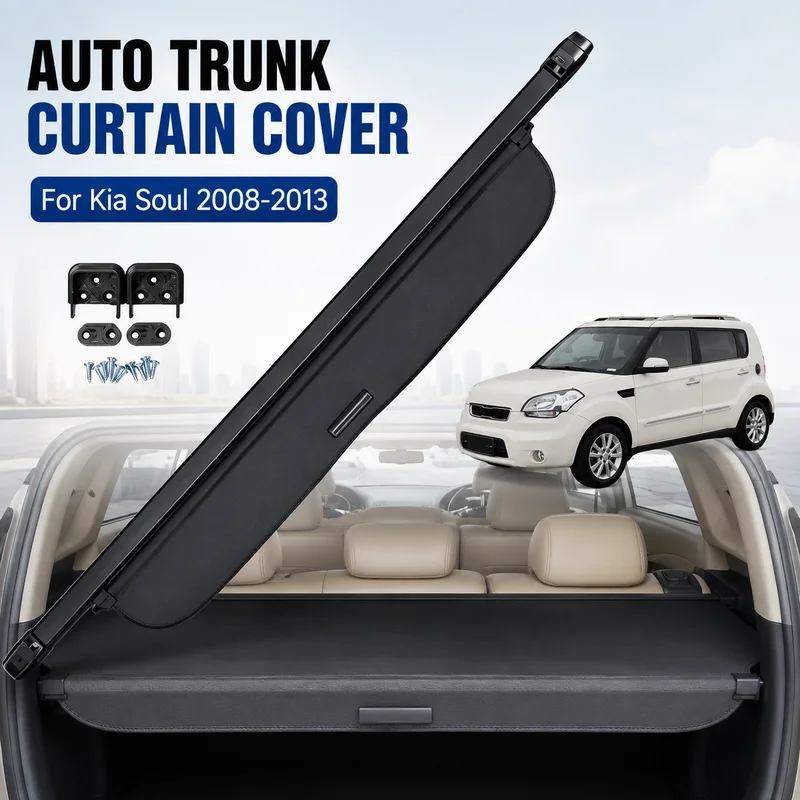 Auto Trunk Curtain Organizer Cover For Kia Soul 2008-2013 Car Cargo Cover Trunk Rear Rack Luggage Storage Waterproof Shield