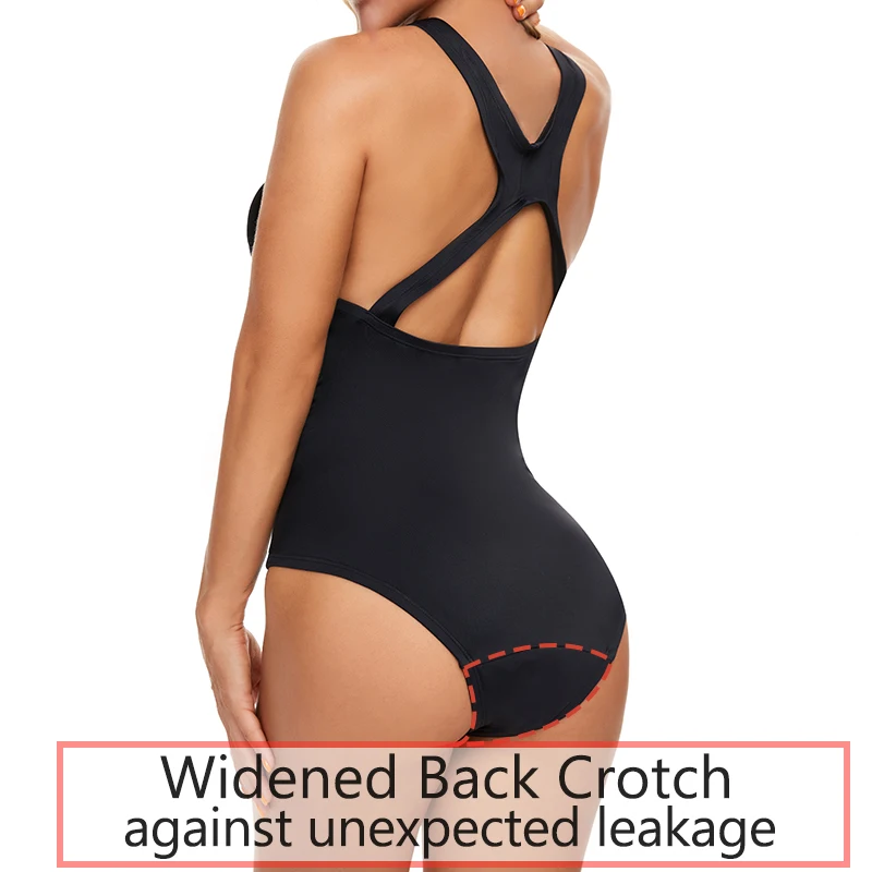 4 layer leak-proof  absorbent onepiece menstrual period swimsuit suitable  postpartum menstrual incontinence One-piece swimsuit