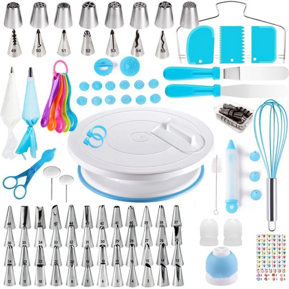 

137Pcs Professional Cake Decorating Tools Kit Creative Easy To Clean Pastry Turntable Kit Rust-proof Multi-functional
