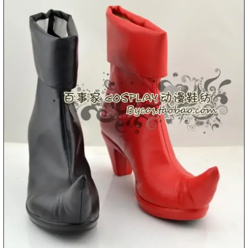 Quinn Shoes Cosplay Women Boots Black Red Clown Cos High Heel Pu Leather