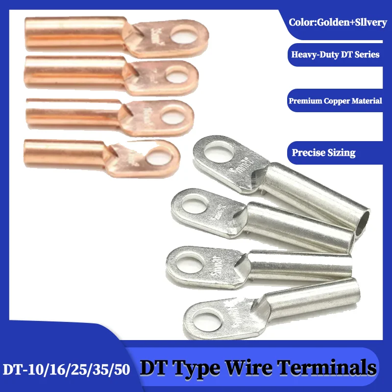 

Heavy Duty DT-10/16/25/35/50 Series Pure Copper Battery Cable Terminals Auto Car Marine Crimp Lugs Terminals 2/4/8/10/15/20PCS