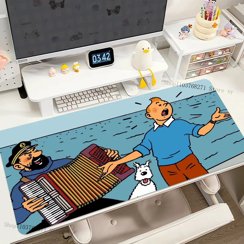 1PC Les Aventures De Tintin Et Milou Mouse Mat Desk Mat With Pad Gaming Accessories Prime Gaming XXL Keyboard Pad Padding Mat