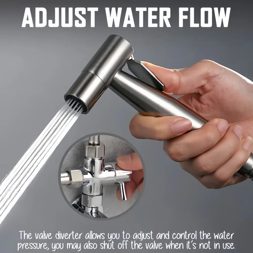 

Stainless Steel Bathroom Seat Toilet Spray Gun Portable Bathroom Outdoor Cleaning Booster Multi-scenario Usage Flushing Device