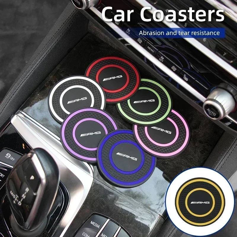 

2 шт. силиконовые подставки для автомобильных стаканов, противоскользящие коврики для подстаканников для Mercedes-Benz AMG E S C A B V Class CLK CLA GLK MAYBACH Brabus