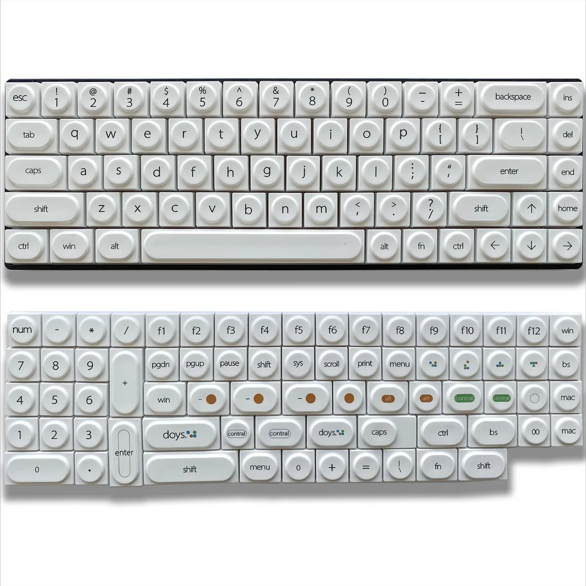 Vintage Retro Round Keycaps PBT Dye Sublimation 61 64 68 75 87 Key cap Set Compact Minimalist Mechanical Keyboard