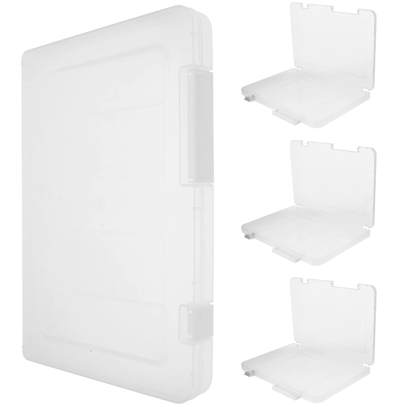 4pcs A5 File Storage Box Portable Plastic Document Organizer With Transparent Lid For Office School Home Use A5 Storage Boxes