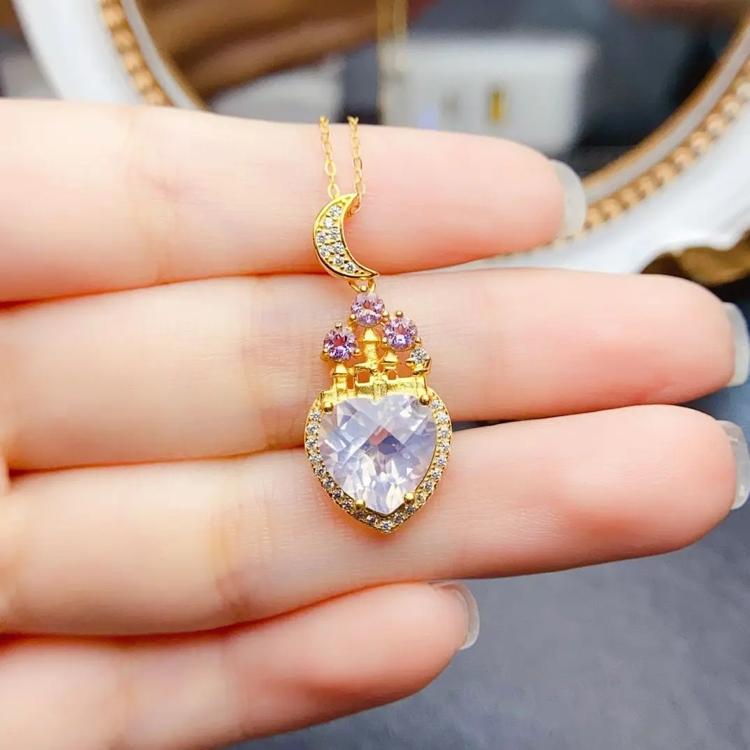 

ZECAA Lavender Amethyst Jewelry Woman Pendant With Natural Brazilian Lavender Amethyst 10*10mm S925 Lavender Amethyst Pendant