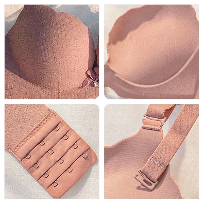 Małe piersi pokazują duże jednoczęściowe Push Up gruba usztywniana miseczka biustonosz damski bezszwowa bielizna bez fiszbin Plunge Grils biustonosz