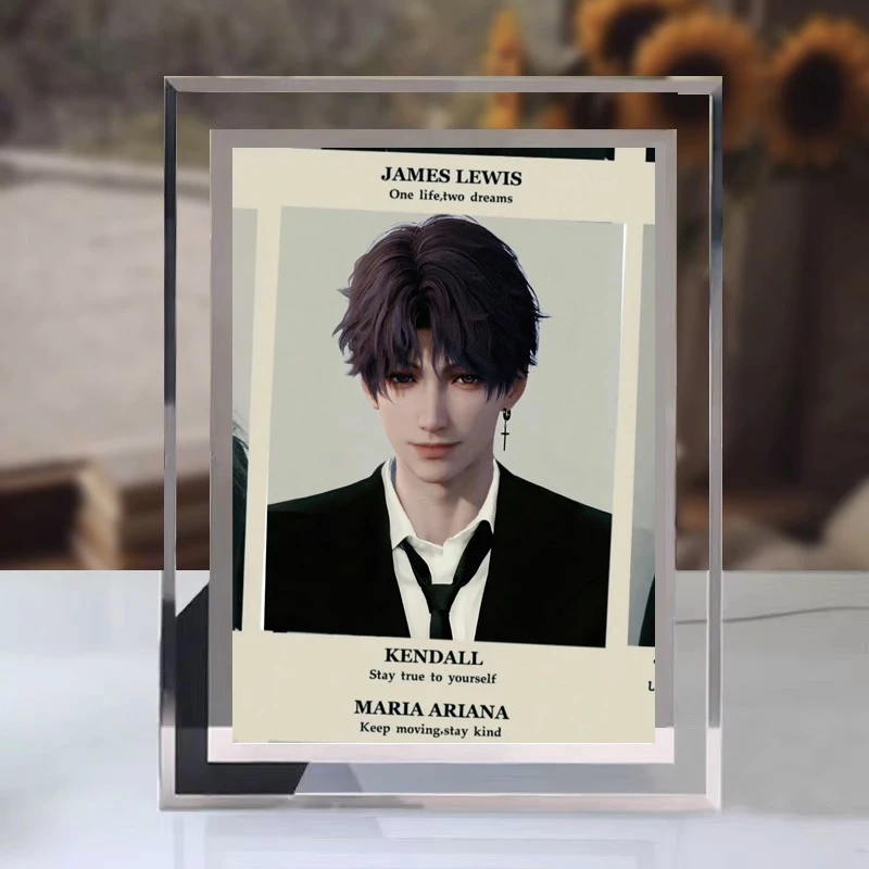 Anime Love and Deepspace Rafayel Cosplay Desktop Layout Standing Sign Accessory Mascot Glass Picture Frame Ornament Photo Frames