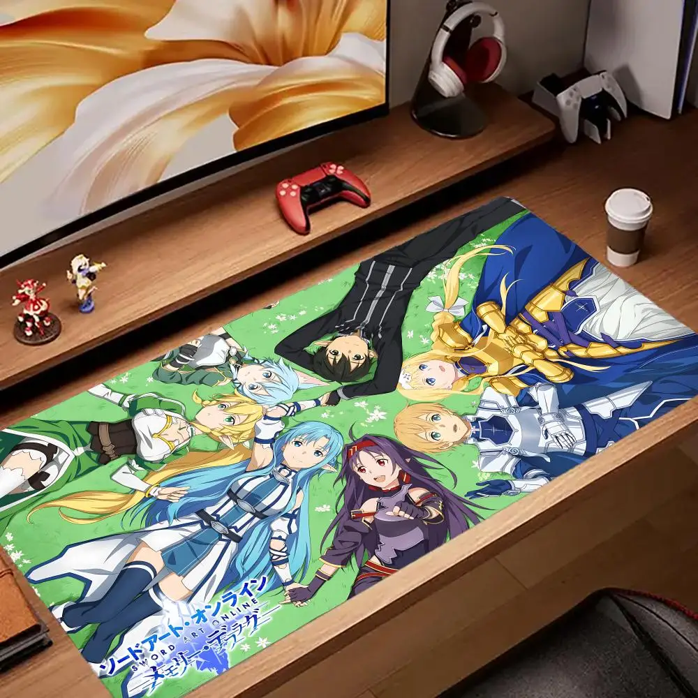 Sword Art Online Mouse Pad Keyboard Desk Mats, Kawai Rubber, Non-Slip Desk Mat, XXL90x40cm