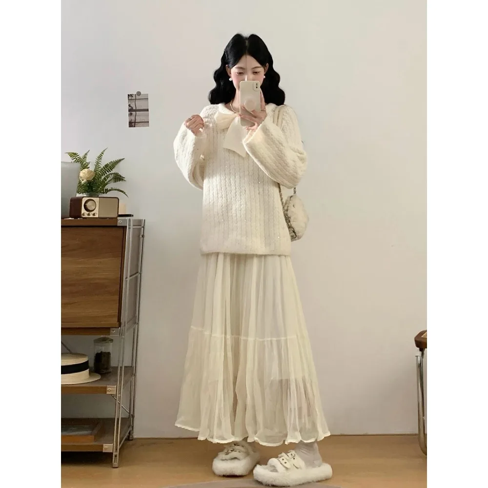 

Elegant Knit butterfly solid Chic Slim autumn Dresses Evening High Street Plus Size Clothing Two Piece Set