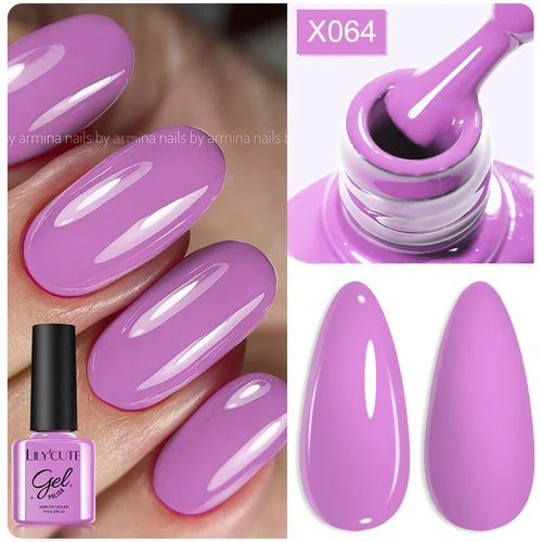 Imagen 2 del producto LILYCUTE 7ml Color púrpura claro serie Gel esmalte de uñas rosa rojo remojo UV LED barniz de Gel semipermanente arte de uñas para manicura