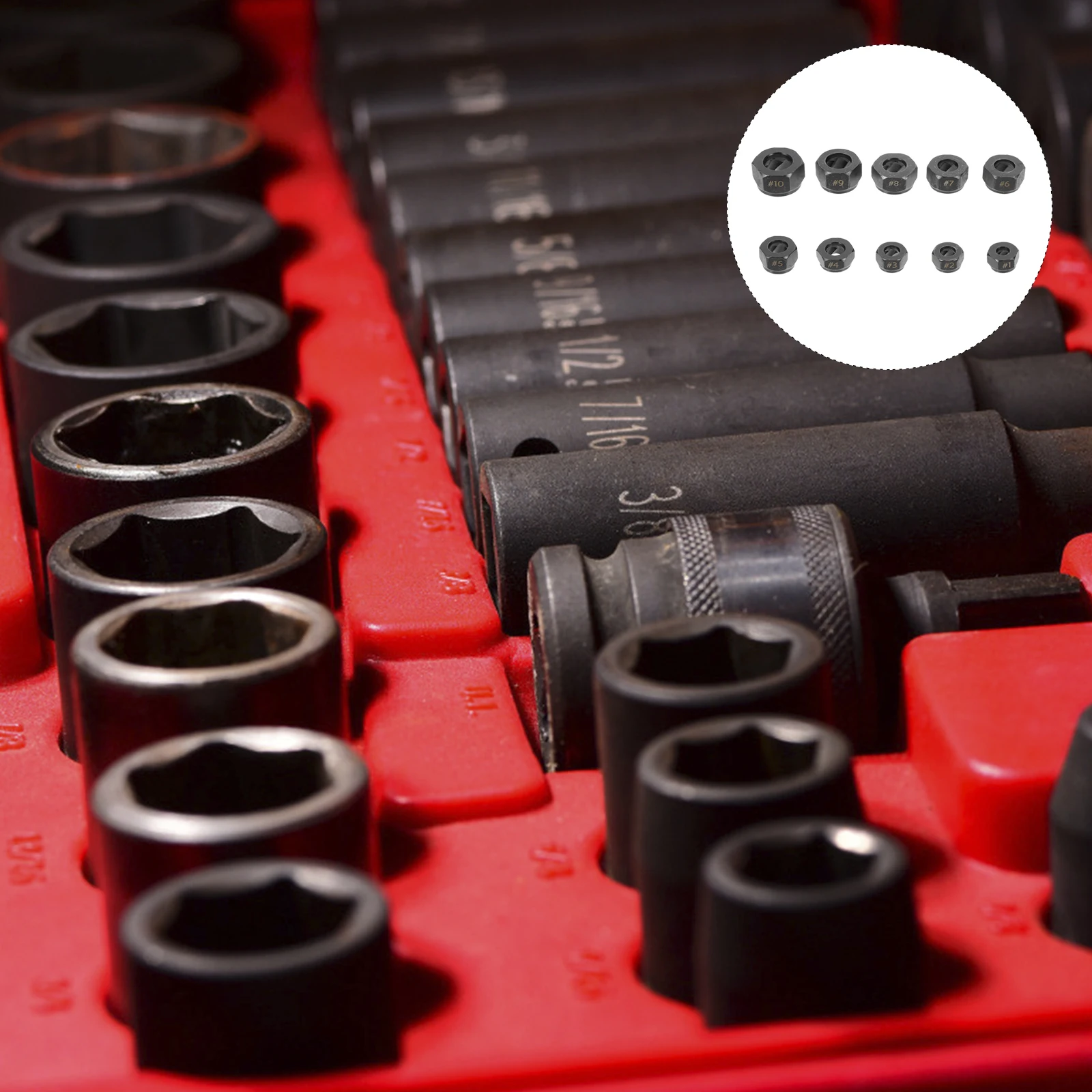 

10pcs Nut Extractor Carbon Steel Rusty Bolt Remover Kit Hexagonal Socket Broken Nuts Tool Hand Tools Lightweight Storage