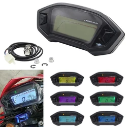 Universal Motorcycle LCD Digital Speedometer Tachometer Odometer Gear Fuel Indicator For 2-4 Cylinders 7 Colors Backlight