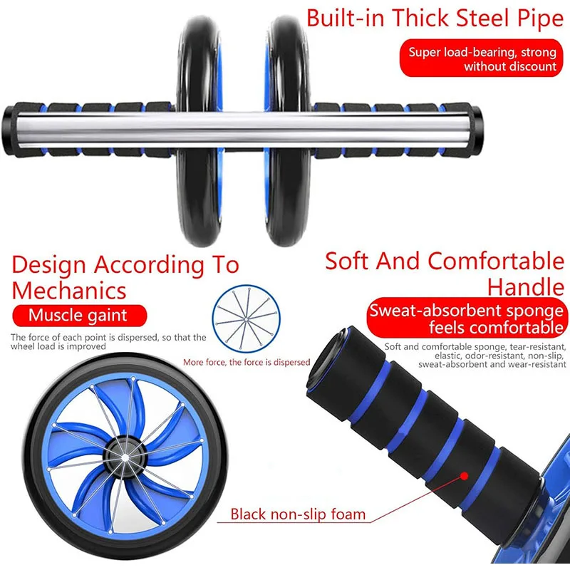 Rullo per allenamento muscolare addominale 5-in-1 Kit rullo ruota AB corda per saltare pinza a mano allenamento in palestra a casa per esercizi di