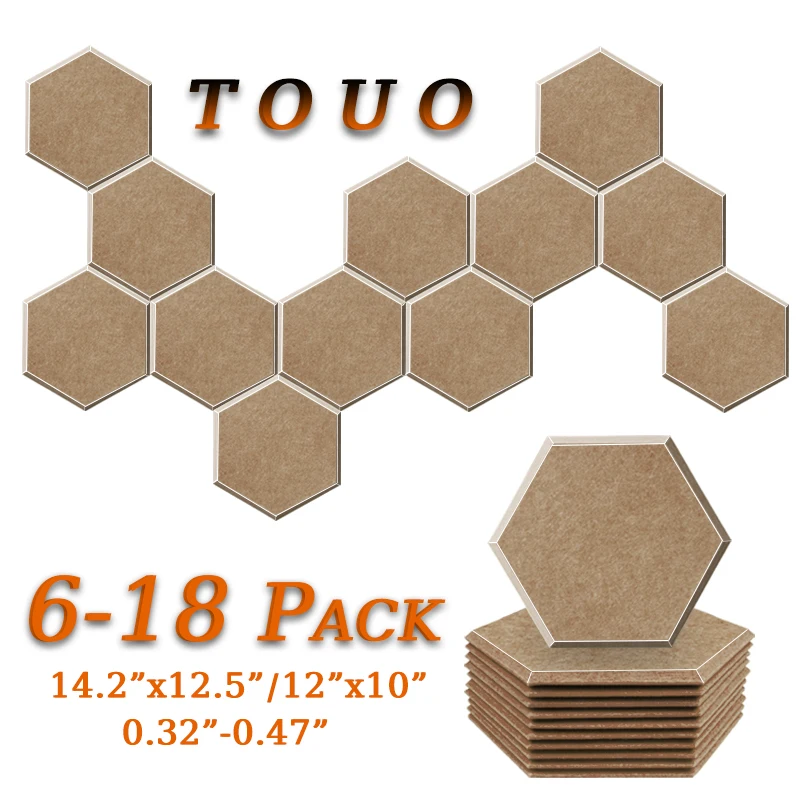 TOUO Acoustic Panel 6/12/18 Pcs High-density Sound Absorbing Material soundproof wall panels Drum Room acoustic treatment