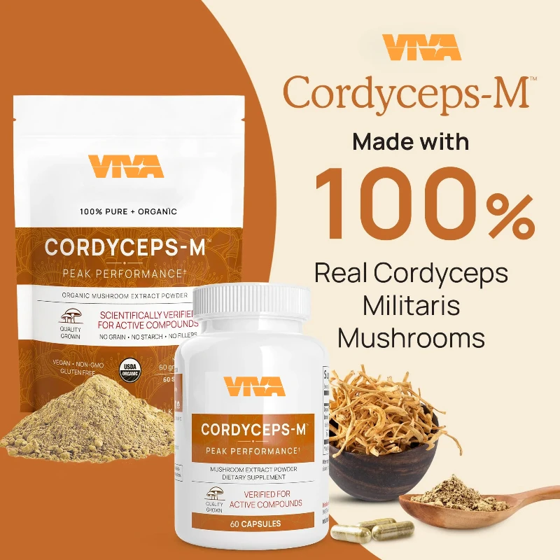 Cordyceps Capsules (Cordyceps Sinensis Mushroom Extract) 30/60 Count, 1,000 Mg Provides Overall Stamina and Energy Support