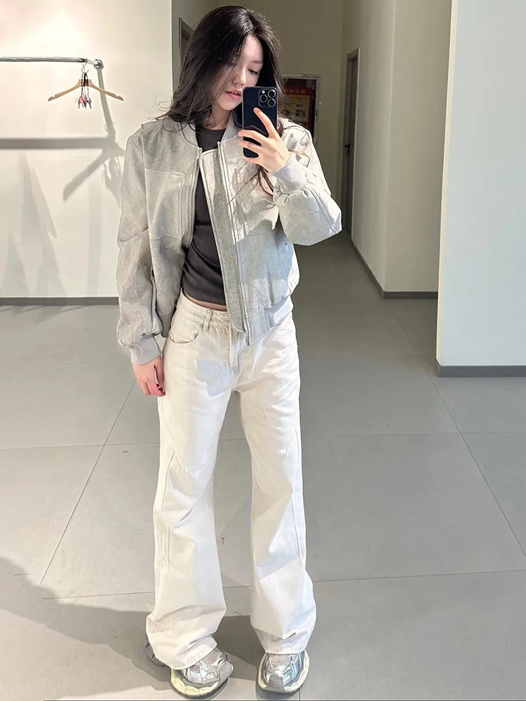 

White Slim Fit Straight Leg Men's Jeans Summer American Vibe Knife Long Pants High Waist Bootcut Youth Faion Denim Jeans