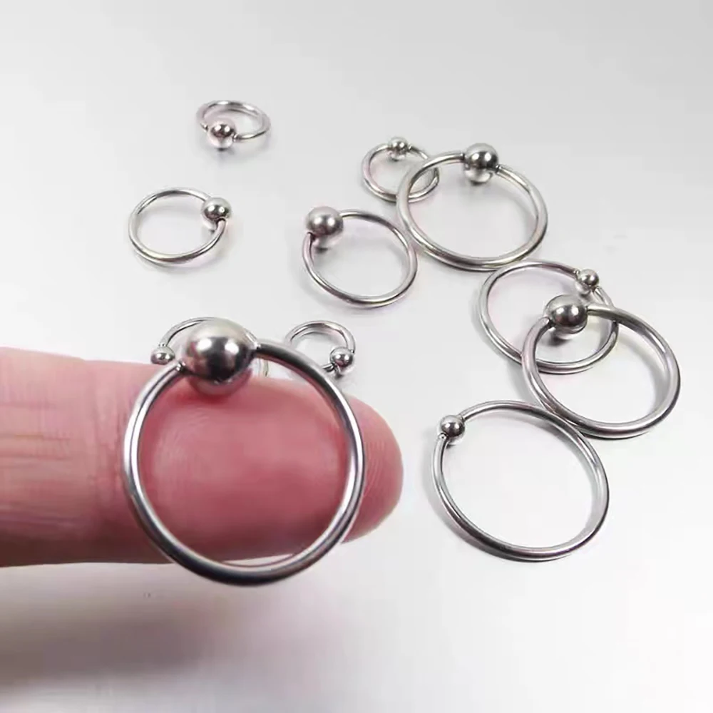 5PCS G23 Solid Titanium &Steel Circular Bead Ring Closer Ring Nose Ring Earring Labret TragusCaptive Bead Piercing Jewelry