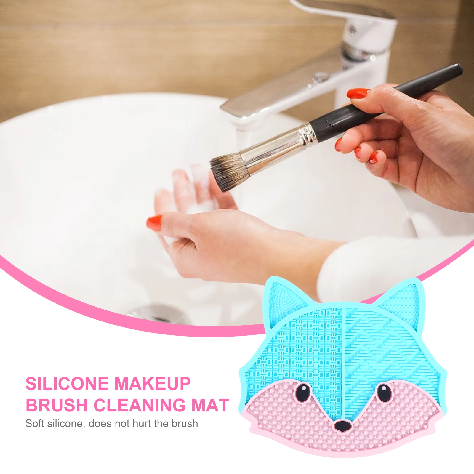 

Silicone Makeup Brush Cleaning Pad Nail Scrubber Cleaner Mat for Brushes Tools Suction Cup Design Durability Practical Gift