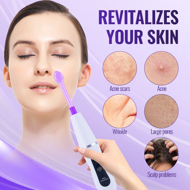 레센 퍼플 고주파 여드름 관리 기기 7단계 조절 수분 공급 및 보습, 피부 진정 깊은 클렌징