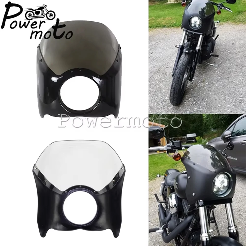

Motorcycle Headlight Fairing Cover ABS Smoke 5.75inch Windshield For Harley Softail Fat Boy Sportster xl883 xl1200 Dyna 1988-19