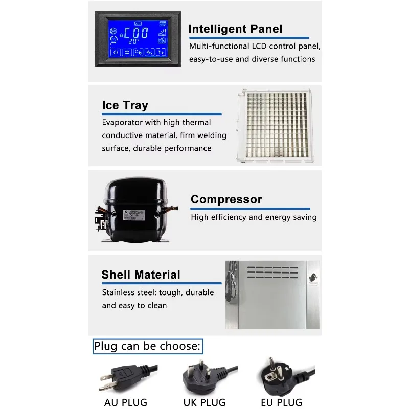 

TULXIce Maker 300kg Professional Stainless Steel Commercial Ice Cube Block Maker Price Ice Making Machine for BusinessRestaurant
