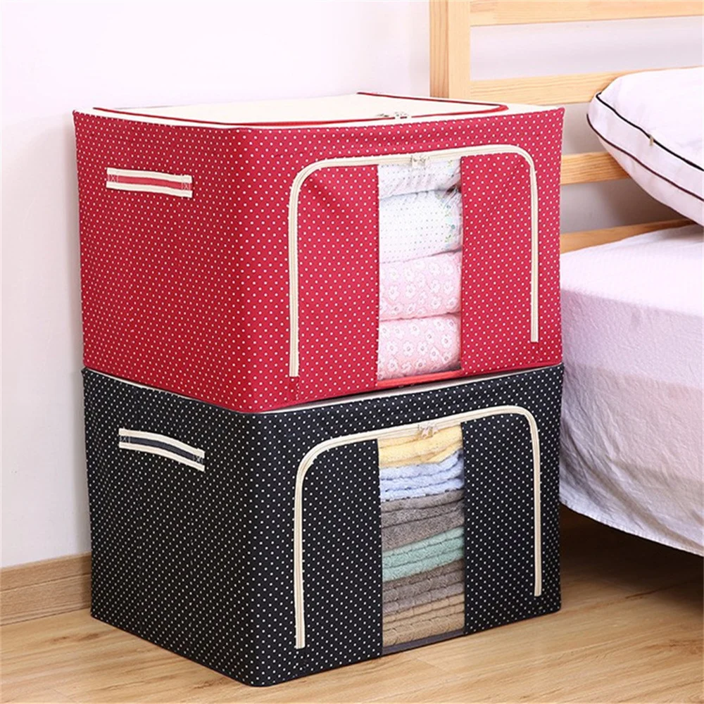 Clothes Storage Box Waterproof Classic Steel Frame Oxford Cloth Home Storage Fabric Storage Box Durable Foldable 40×30×20cm