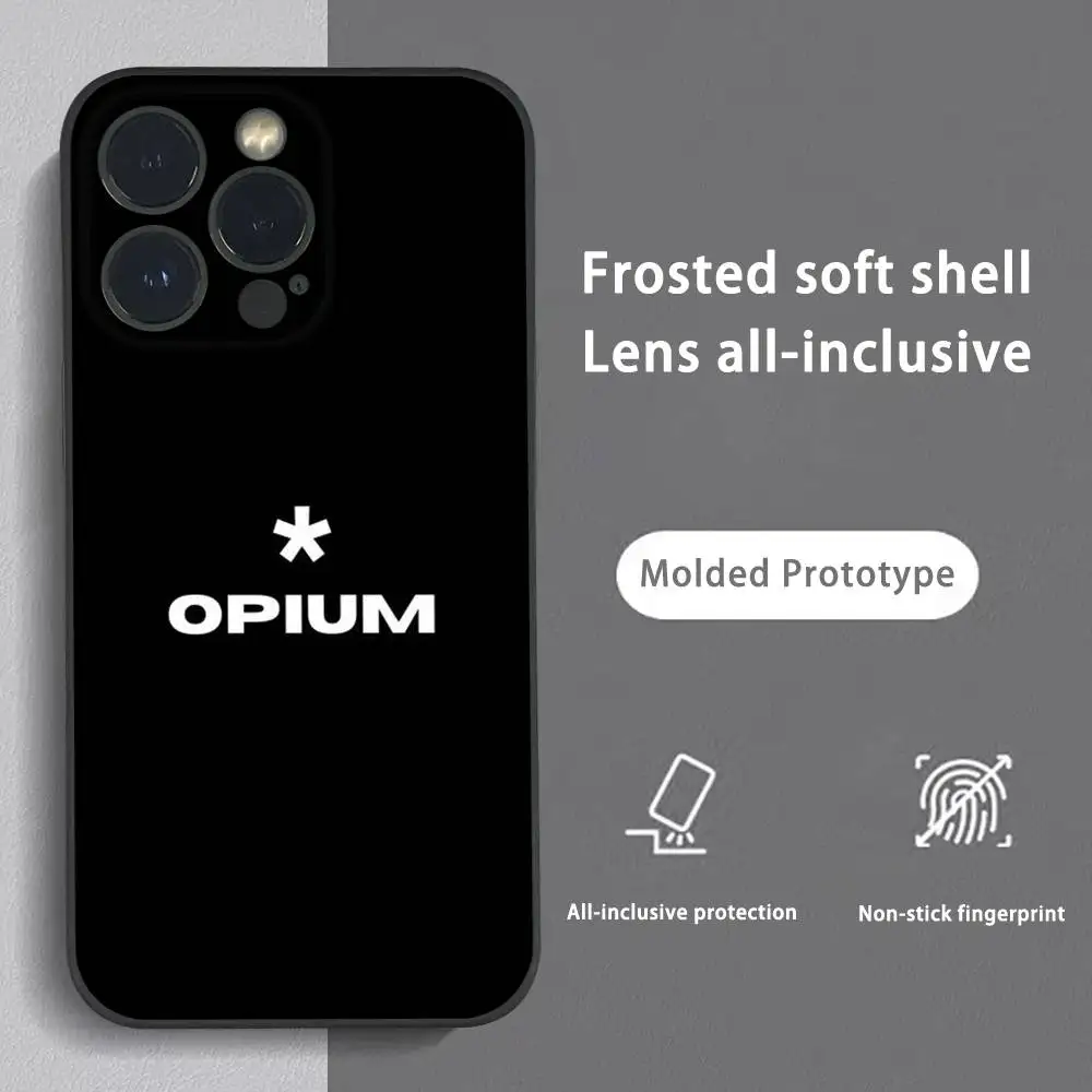 Mode Marke Logo O-Opium Rap Playboi Carti Telefon Fall Für IPhone 16 15 14 13 Pro Max plus Mini Schwarz Matt Soft Shell Funda