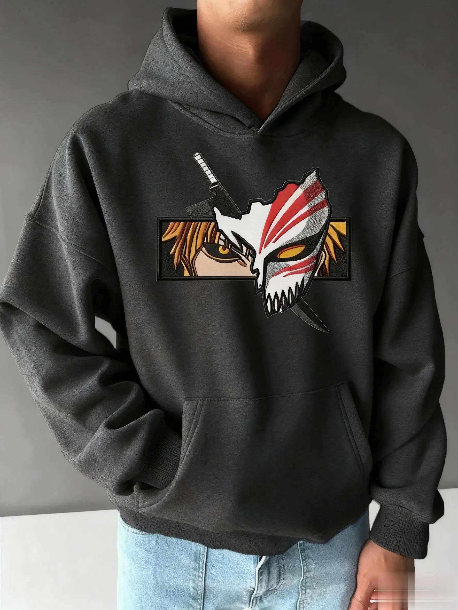 

Толстовка с капюшоном в стиле японского аниме для мужчин и женщин, уличная одежда с графическим принтом, повседневный пуловер большого размера, модный весенне-осенний Новое поступление