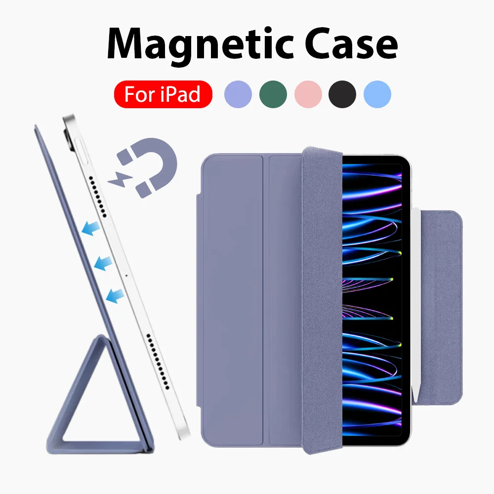 

For iPad Pro 13 11 12.9 Inch 10th M4 M2 2024 Magnetic Case Air 5 9th 8th 7th 10.2 Generation Mini 6 2021 Funda Protective Cover