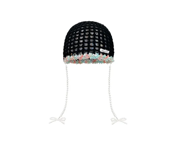 

Fashion Head Headwear Cap Hugger Toque Stocking Hand-woven hollowed-out Mesh Headwear Hat Versatile Knitted Women Summer 2M71